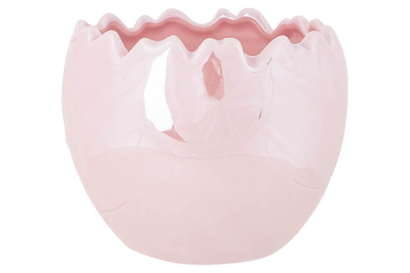 Déco table oeuf carved 11x11x9cmh rose